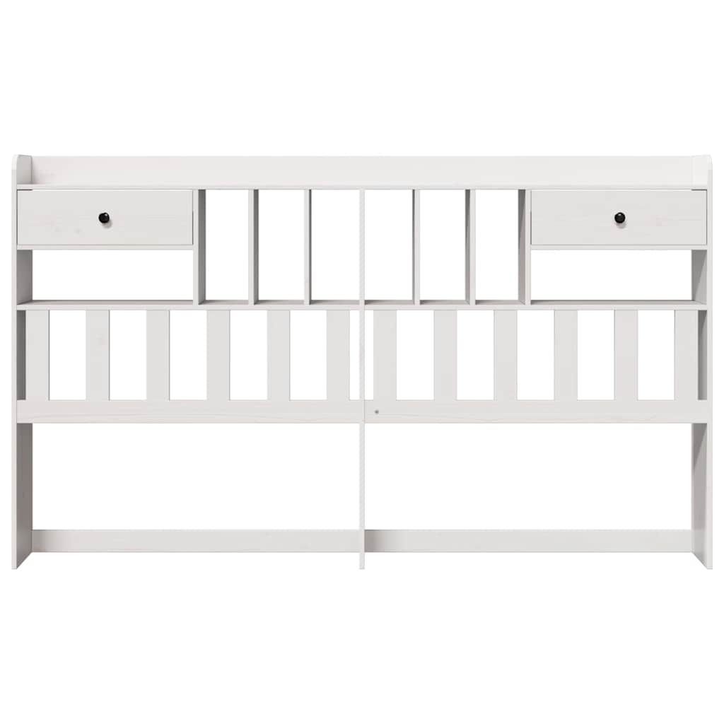 Headboard with Storage White 180 cm Solid Wood Pine